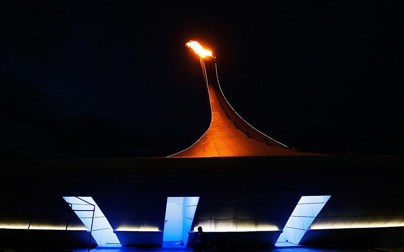 Испытание факела олимпийского огня в Сочи