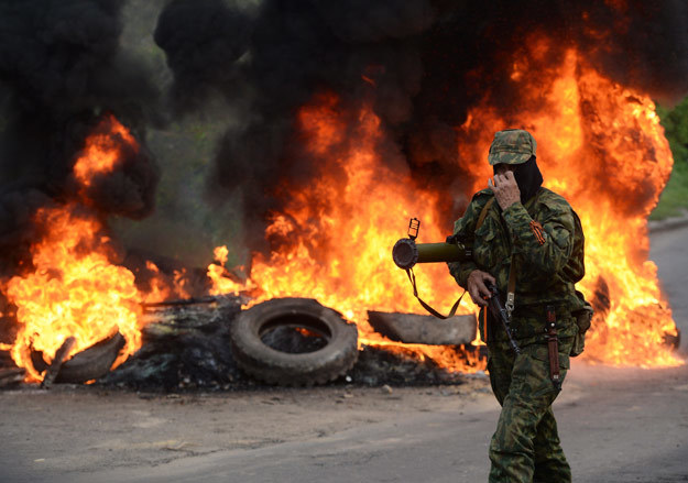 Блокпост при въезде в Славянск