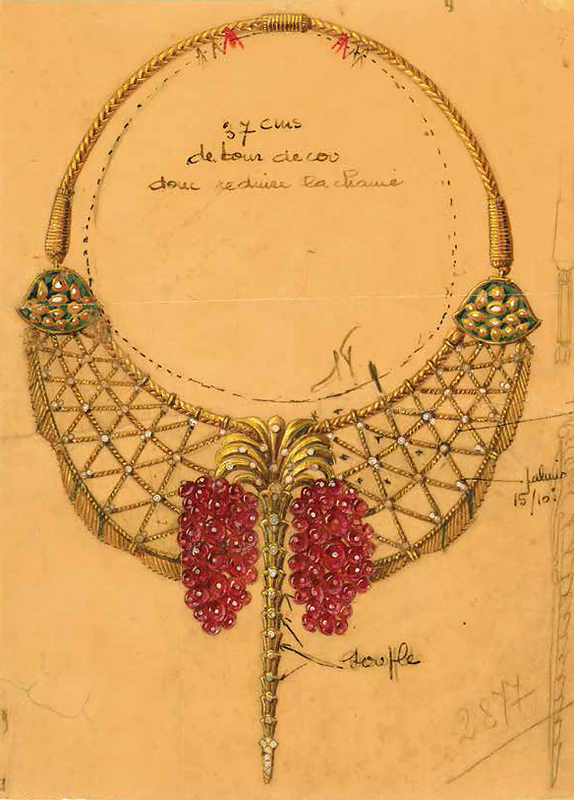 Cartier. Эскиз колье «Пальма». 1949 год