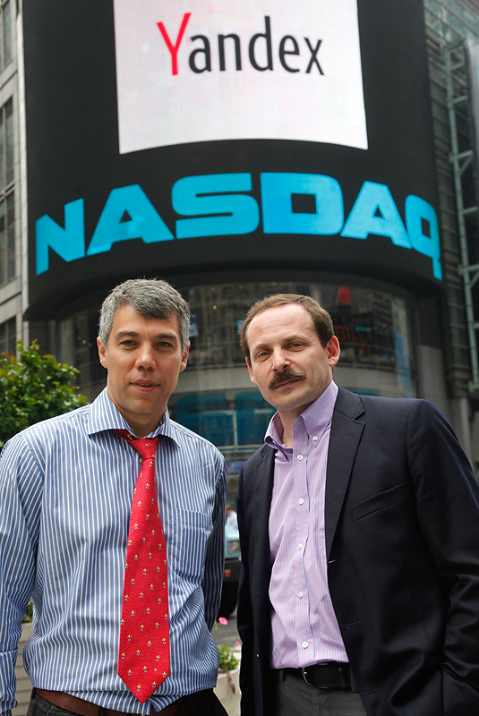 Илья Сегалович и Аркадий Волож перед IPO Yandex на бирже Nasdaq, 2011 г.