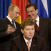 Владимир Путин, Герхард Шредер и Алексей Миллер