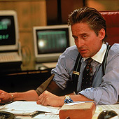 Дуглас в роли Гордона Гекко ("Уолл-стрит", 1987 г.)