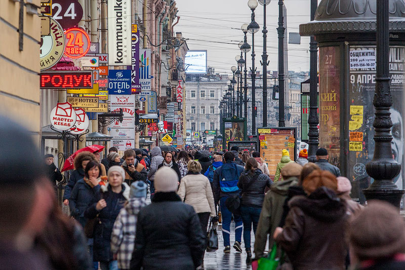 На Невском проспекте больше всего пешеходов