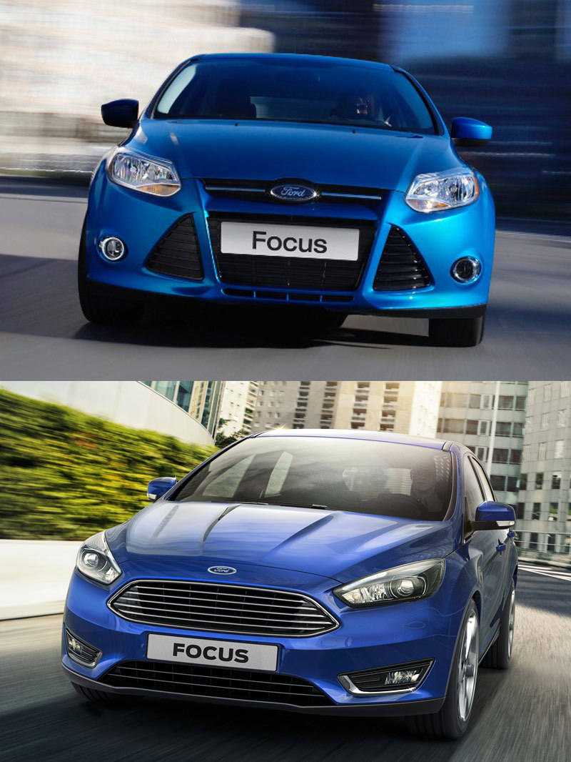 Вверху - дорестайлинговая версия, внизу - обновленный Focus
