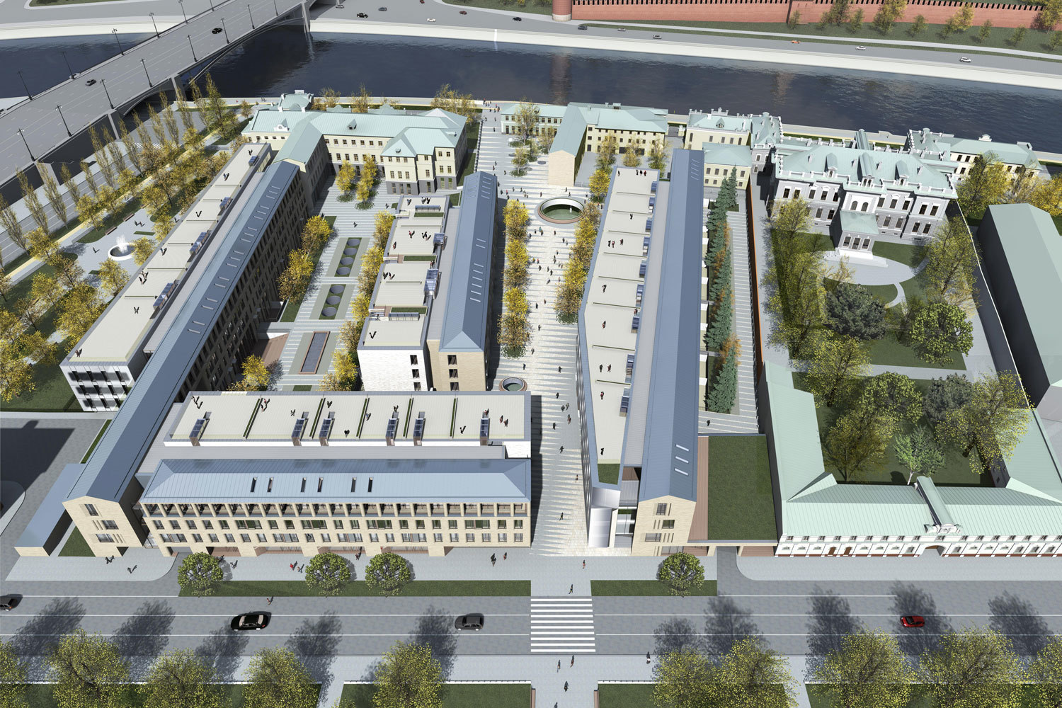 На этой территории Софийской набережной планируется построить малоэтажный МФК наземной площадью 37 000 кв. м, который будет включать бутик-отель, элитное жилье и офисы под представительства российских и международных компаний