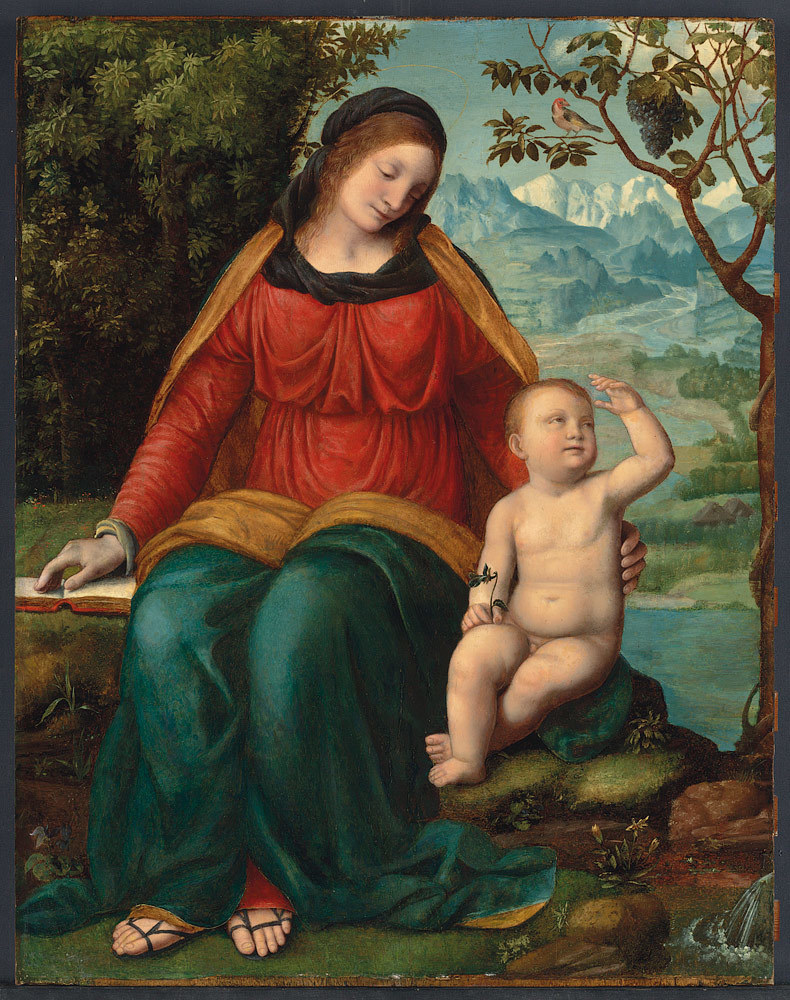 «Мадонна с младенцем на фоне горного пейзажа», Бернардино Луини