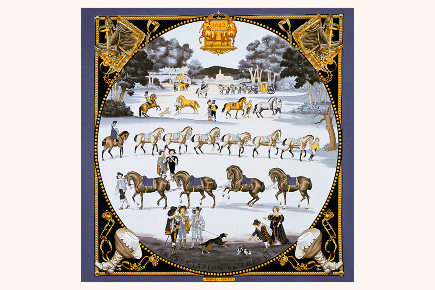 Каре Hermеs трех поколений художников из семьи Леду-Рыбальченко: Филипп Леду, Presentation des Chevaux (1970)