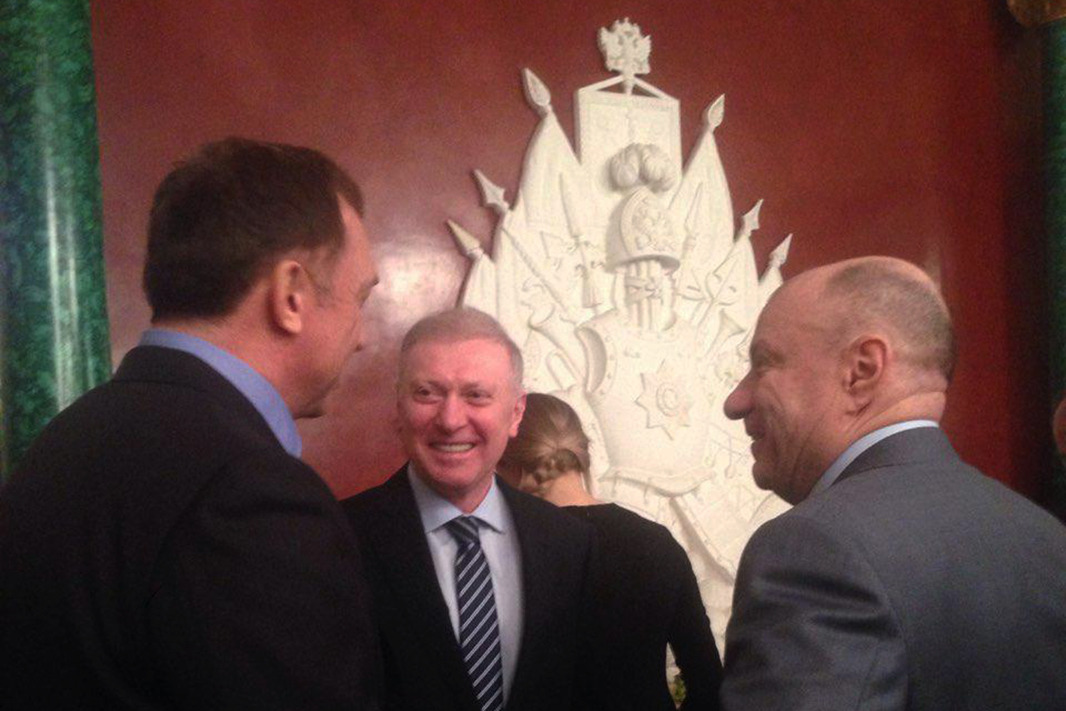 Слева направо: акционер En+ Олег Дерипаска, президент АО «Группа Альянс» Муса Бажаев и совладелец «Норникеля» Владимир Потанин
