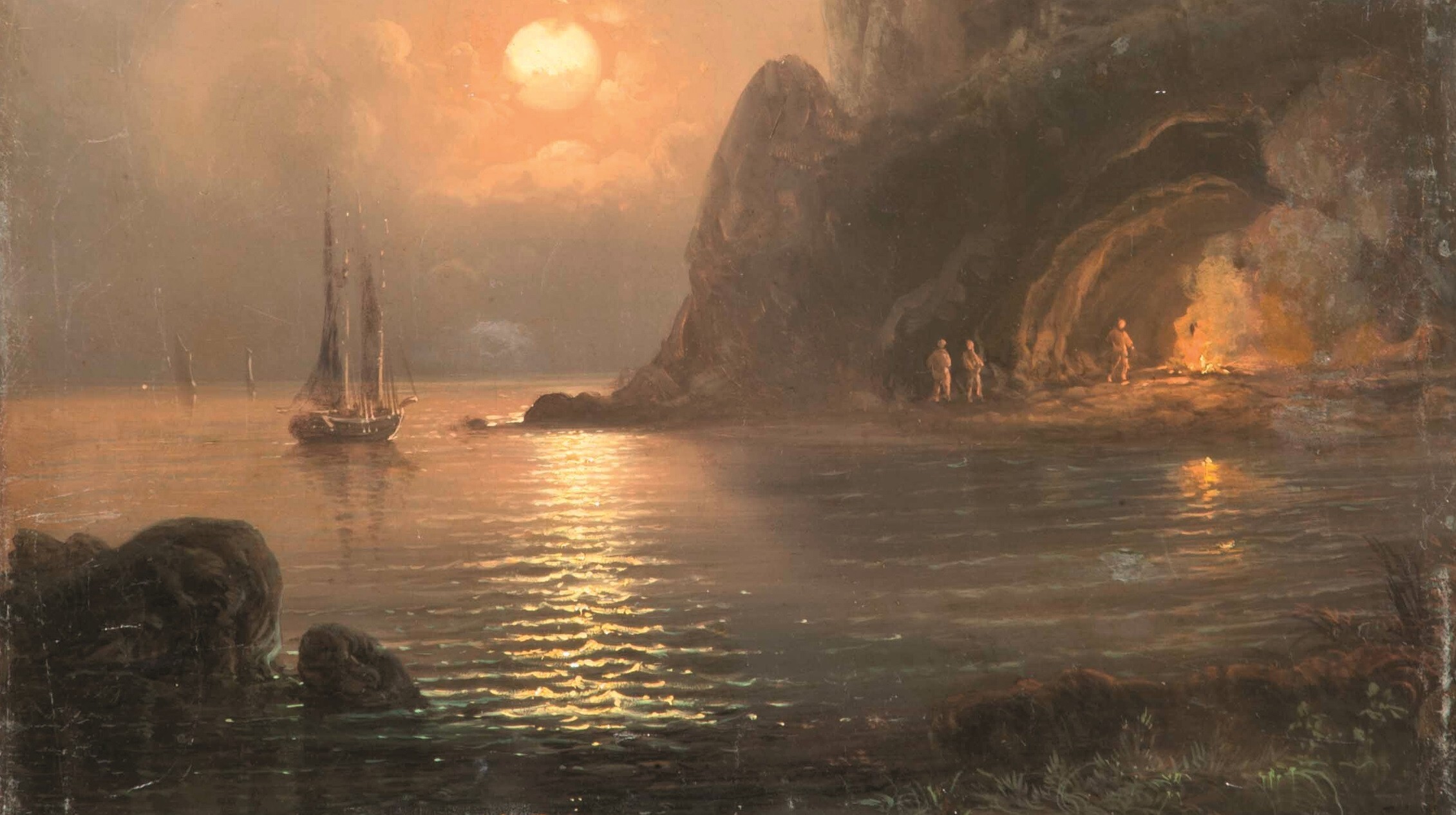 А.П. Боголюбов. Лунная ночь на море (фрагмент). 1874