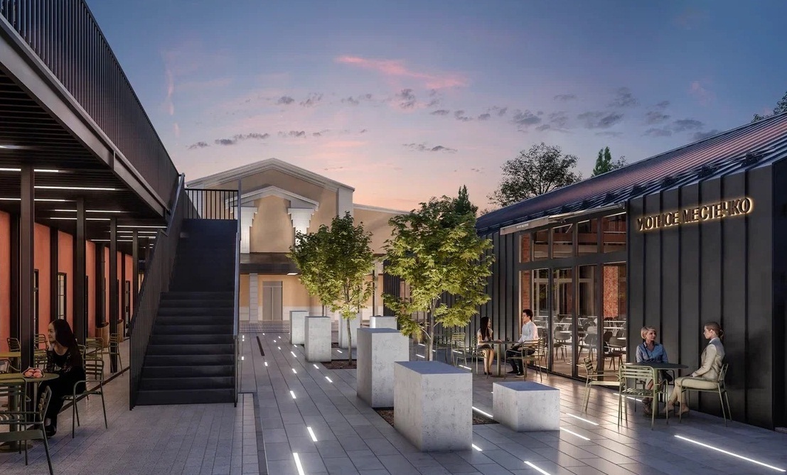 Общая площадь проекта составит 2200 кв. м, включая уже существующее двухэтажное здание и два капитальных павильона