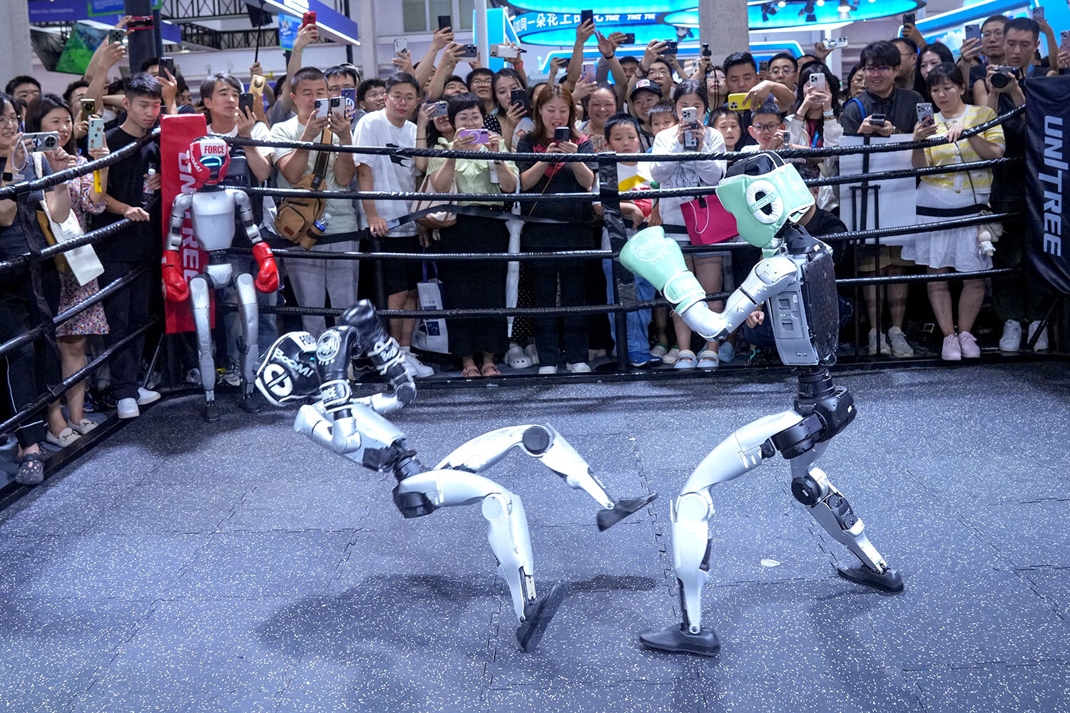 8 августа 2025 г.&nbsp;Бой гуманоидных роботов на Всемирной конференции робототехники в Пекине, Китай.