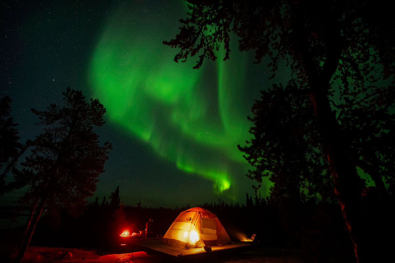 20 августа 2025 г.&nbsp;Северное сияние недалеко от Йеллоунайфа, Канада.