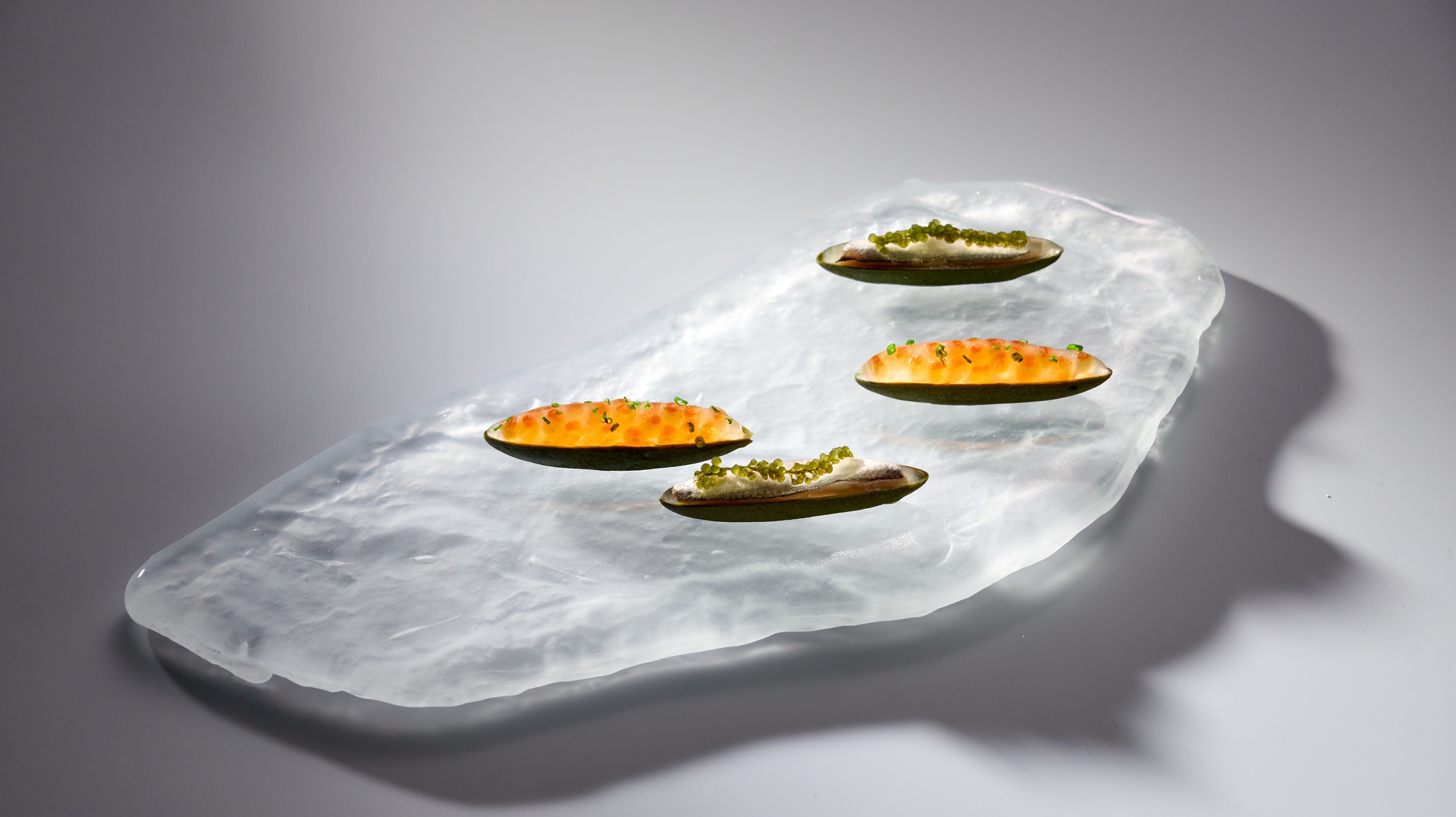 Балтийский анчоус с икрой корюшки и икра форели с копченым творогом