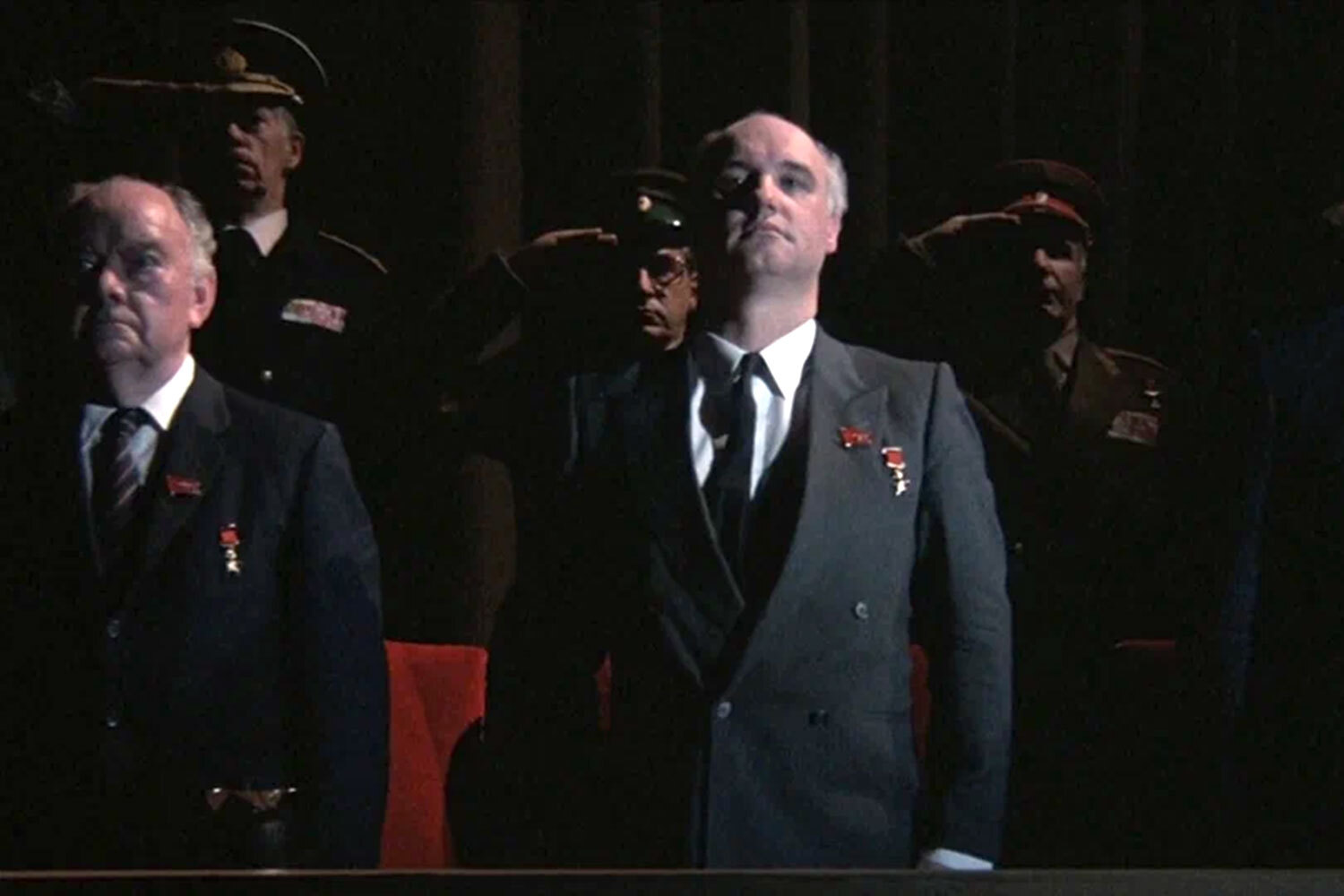 Британский актер Дэвид Ллойд Остин дважды представал в образе последнего советского лидера Михаила Горбачева. Сначала он появился в спортивной драме Сильвестра Сталлоне «Рокки 4» (1985), по сюжету которой американский боксер бьется с непобедимым чемпионом СССР Иваном Драго, а затем в комедии Дэвида Цукера «Голый пистолет» (1988).