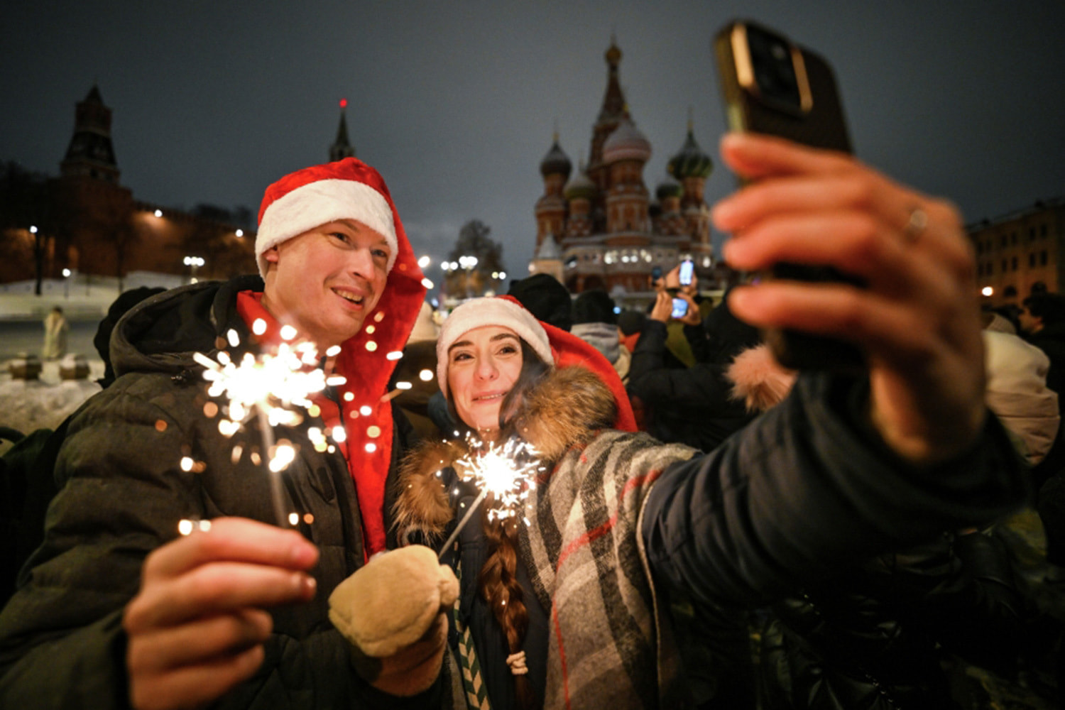 Празднование Нового года на Красной площади, Москва.