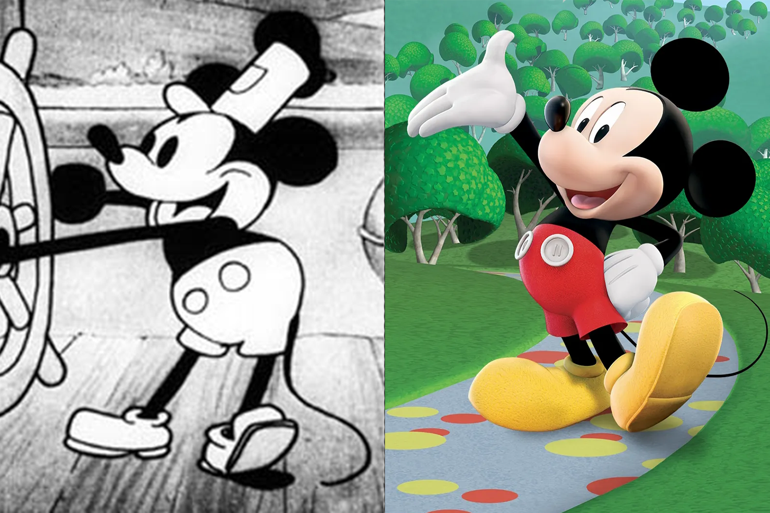 Микки Маус пополнел и стал дружелюбным. Культовый мышонок впервые появился в картине «Пароходик Вилли» в 1928 г. Первоначальный мультперсонаж напоминал черно-белого кролика Освальда. Постепенно Микки Маус стал цветным, округлым и гораздо более дружелюбным, а в его гардеробе появился важнейший аксессуар – перчатки.