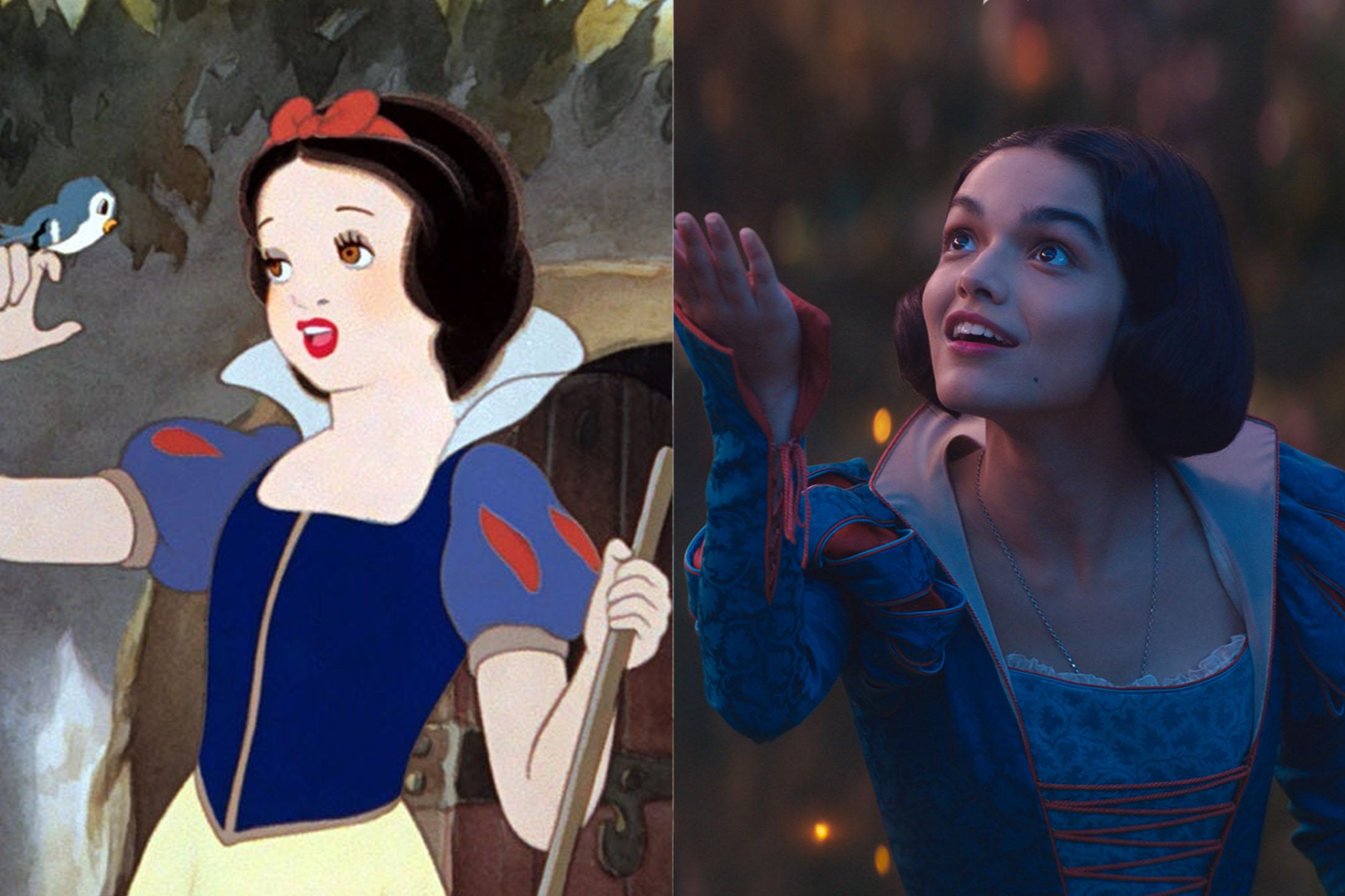Белоснежка стала колумбийкой. О принцессе снят первый полнометражный мультфильм студии Диснея. Картина вышла на экраны в 1937 г. Во время работы на ней художники Гамильтон Ласке и Альберт Хуртер долго не могли найти идеальный образ главной героини и даже предлагали сделать ее блондинкой. Но Уолт Дисней настаивал на внешности, описанной братьями Гримм: юная принцесса с фарфоровой кожей, алыми губами и смоляными волосами (на фото слева). Годы спустя наследники аниматора все же пошли на эксперимент. В 2025 г. студия Disney выпустила кинофильм Марка Уэбба «Белоснежка». Главная роль в нем досталась Рэйчел Зеглер (на фото справа), которая многим похожа на классический анимационный вариант, но не цветом кожи. Ее предки родом из Колумбии.