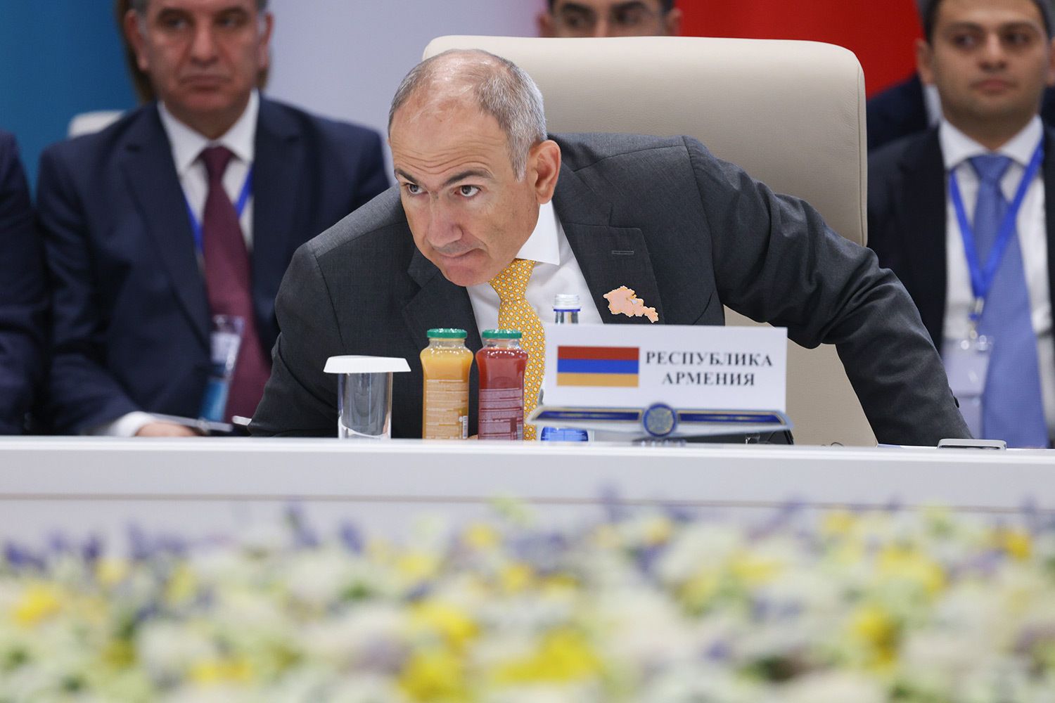 7 августа 2026 г. Премьер-министр Армении Никол Пашинян во время Евразийского межправительственного совета в Чолпон-Ате, Киргизия.