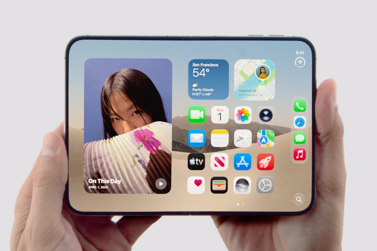 iPhone Duo станет вторым после Air айфоном, в котором не будет слота для физической SIM-карты. Сэкономленное пространство было получили два аккумулятора – по одному в каждой половинке. Устройство оснащено двойной системой камер 48 МП Dual Fusion, 12 МП фронтальной камерой Center Stage и скрытой подэкрановой камерой FaceTime. Гаджет будет поддерживать съемку видео в 4K с частотой 120 кадров/с. Устройство сможет работать до 31 часа воспроизведения видео при использовании внутреннего экрана и до 44 часов — при использовании внешнего. Стоить iPhone Duo (в версии на 256 ГБ, максимум – 2 ТБ) будет от $1999, что делает его самым дорогим айфоном в истории. В продажу складной iPhone поступит 23 октября.